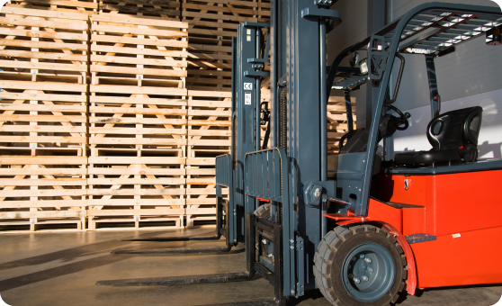 Forklift and pallets — sale verified and facilitated by PAX